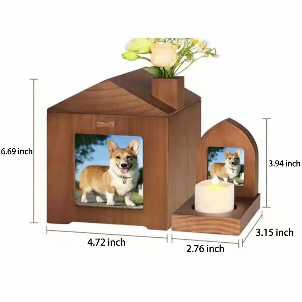 Pet Urn Solid Wood Memorial Wooden Box Animal Cremation Funeral Products