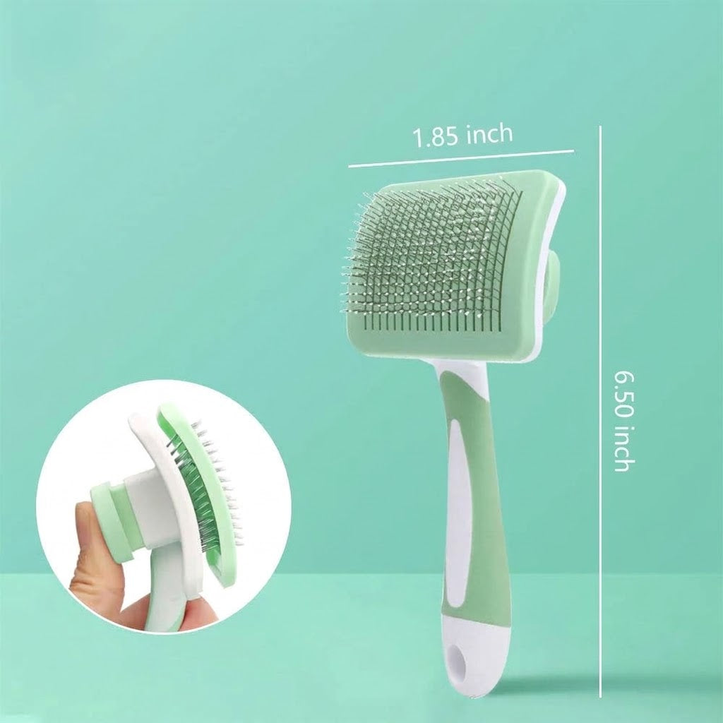 Pet Self-Cleaning Slicker Brush With Hair Remover